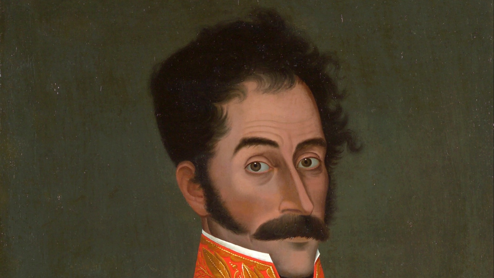 Retrato de Simón Bolívar atribuido al pintor peruano José Gil de Castro, hacia 1823.