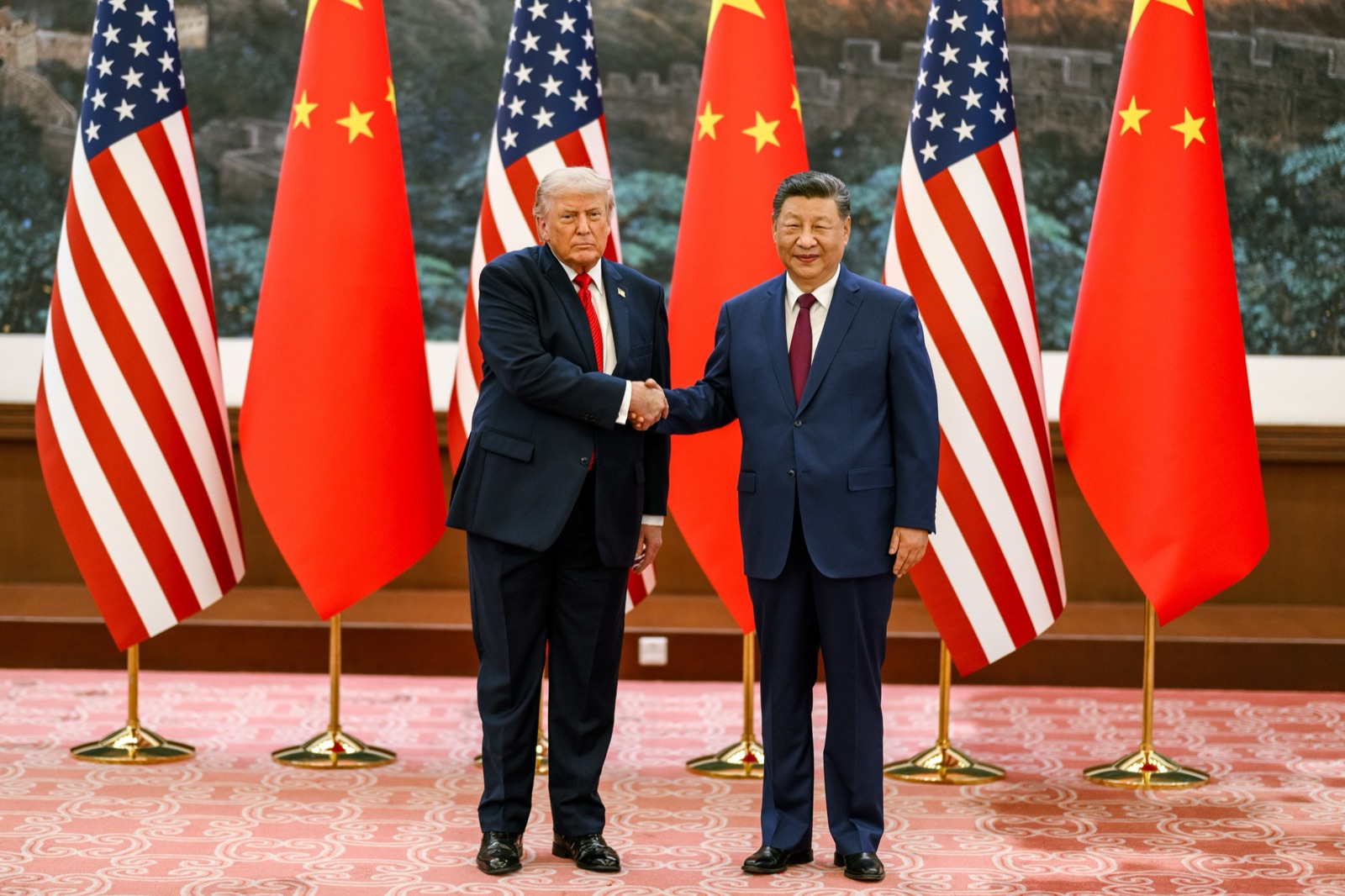 Xi Jinping recibe a Donald Trump en el Gran Salón del Pueblo de Pekín, el 14 de mayo de 2026.