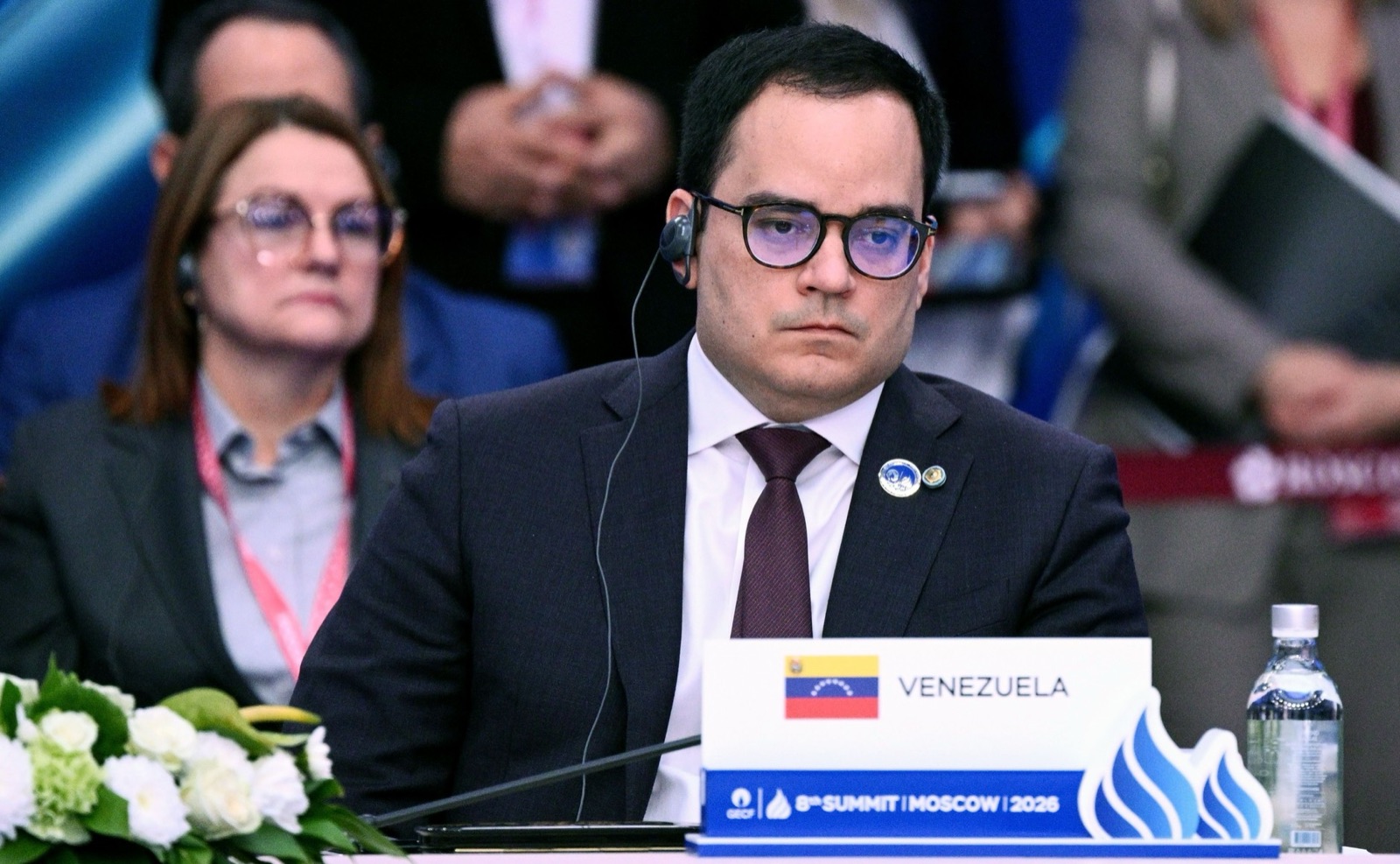 El puesto de la delegación de Venezuela en la octava cumbre del Foro de Países Exportadores de Gas, en Moscú, el 27 de octubre de 2026.