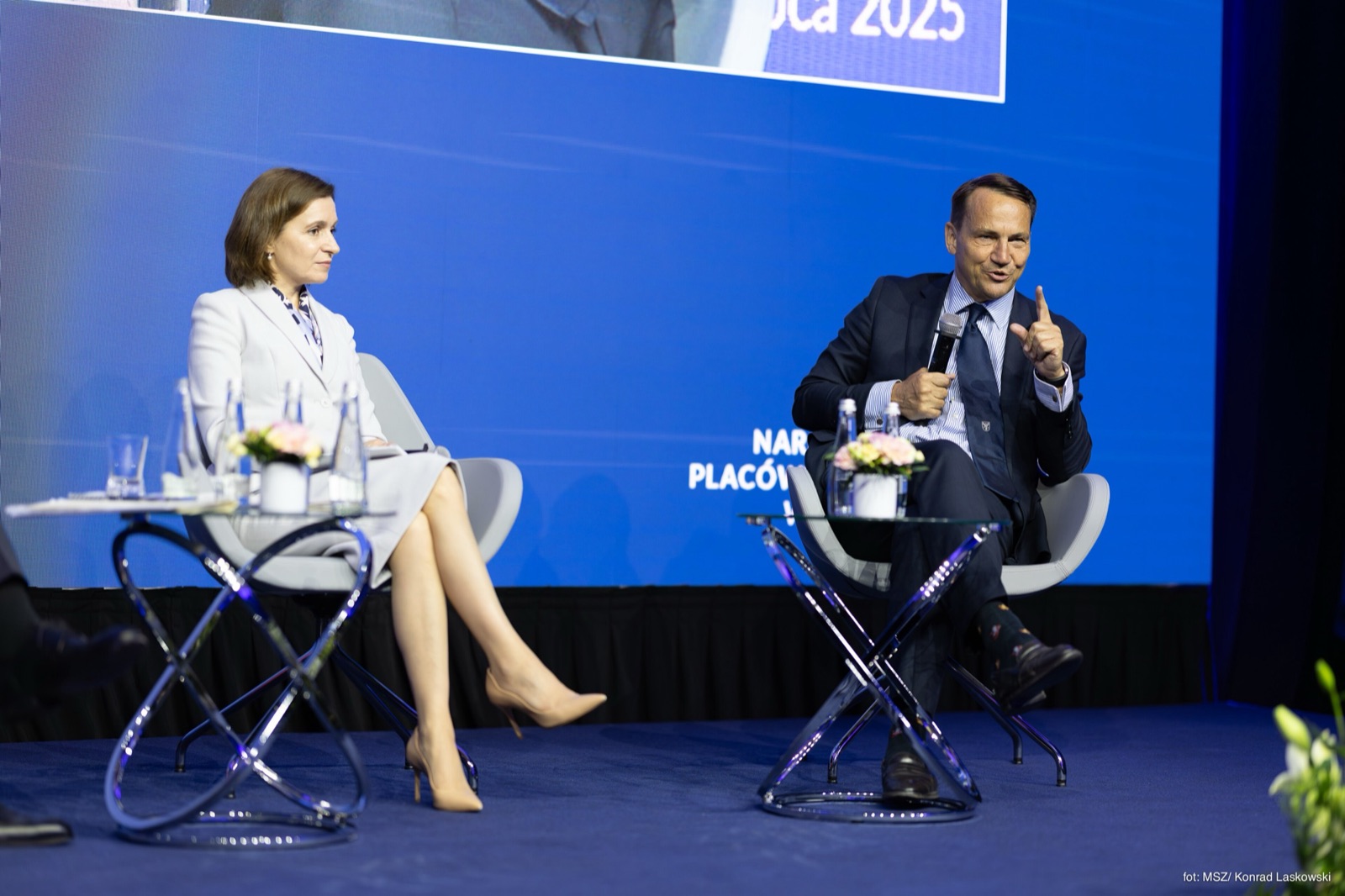 La presidenta de Moldavia, Maia Sandu, durante una conferencia en Varsovia en 2025.