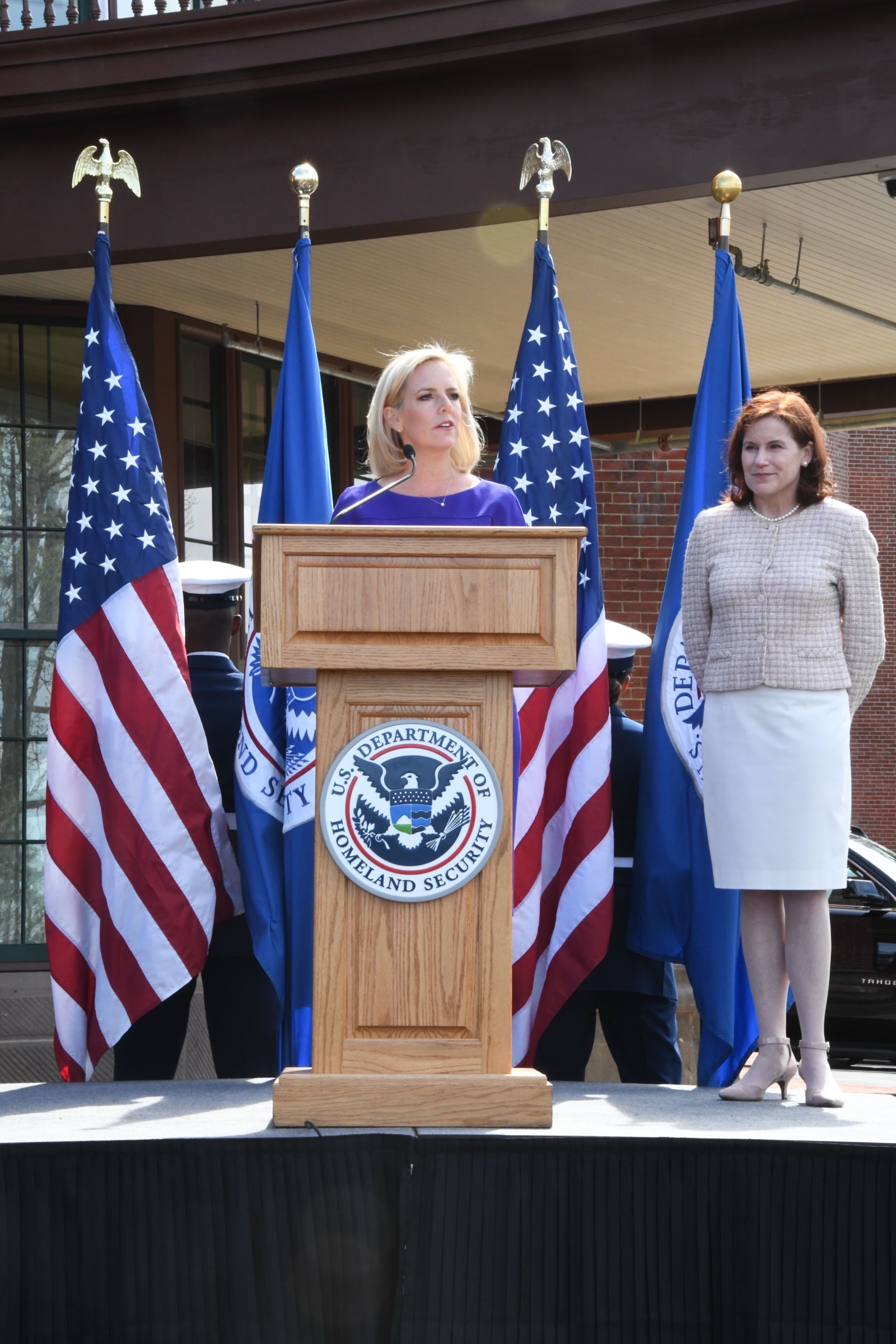Ceremonia de apertura de la nueva sede del Departamento de Seguridad Nacional de Estados Unidos en Washington, en 2019.