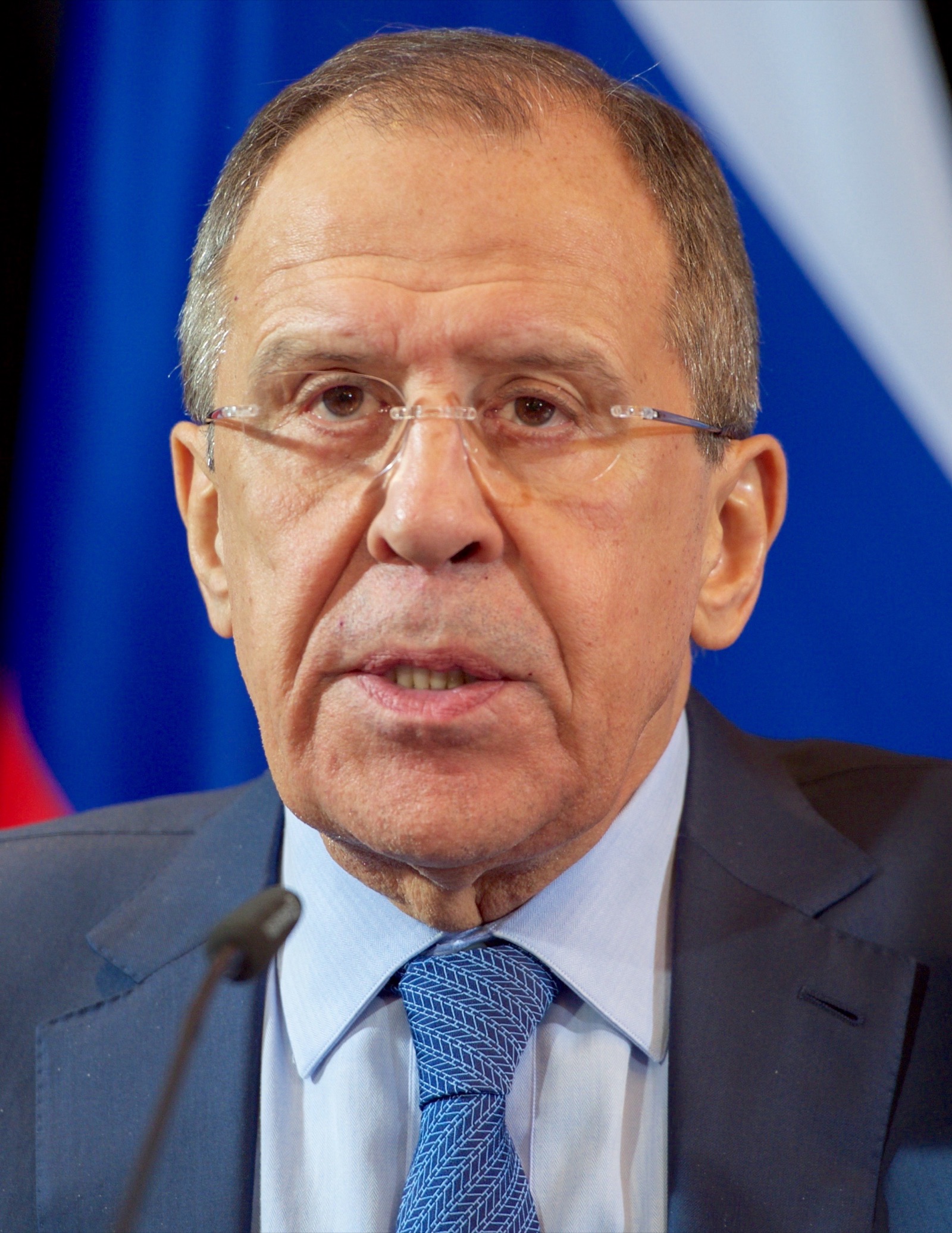 Serguéi Lavrov, canciller de Rusia, en una conferencia de prensa en Múnich en 2016.