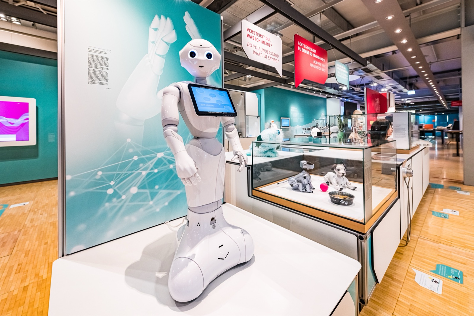 Un robot humanoide en la sala dedicada a la inteligencia artificial y la robótica del museo Heinz Nixdorf MuseumsForum, en Paderborn (Alemania). La mayoría de la IA, sin embargo, no tiene cuerpo: funciona dentro de programas y aplicaciones.