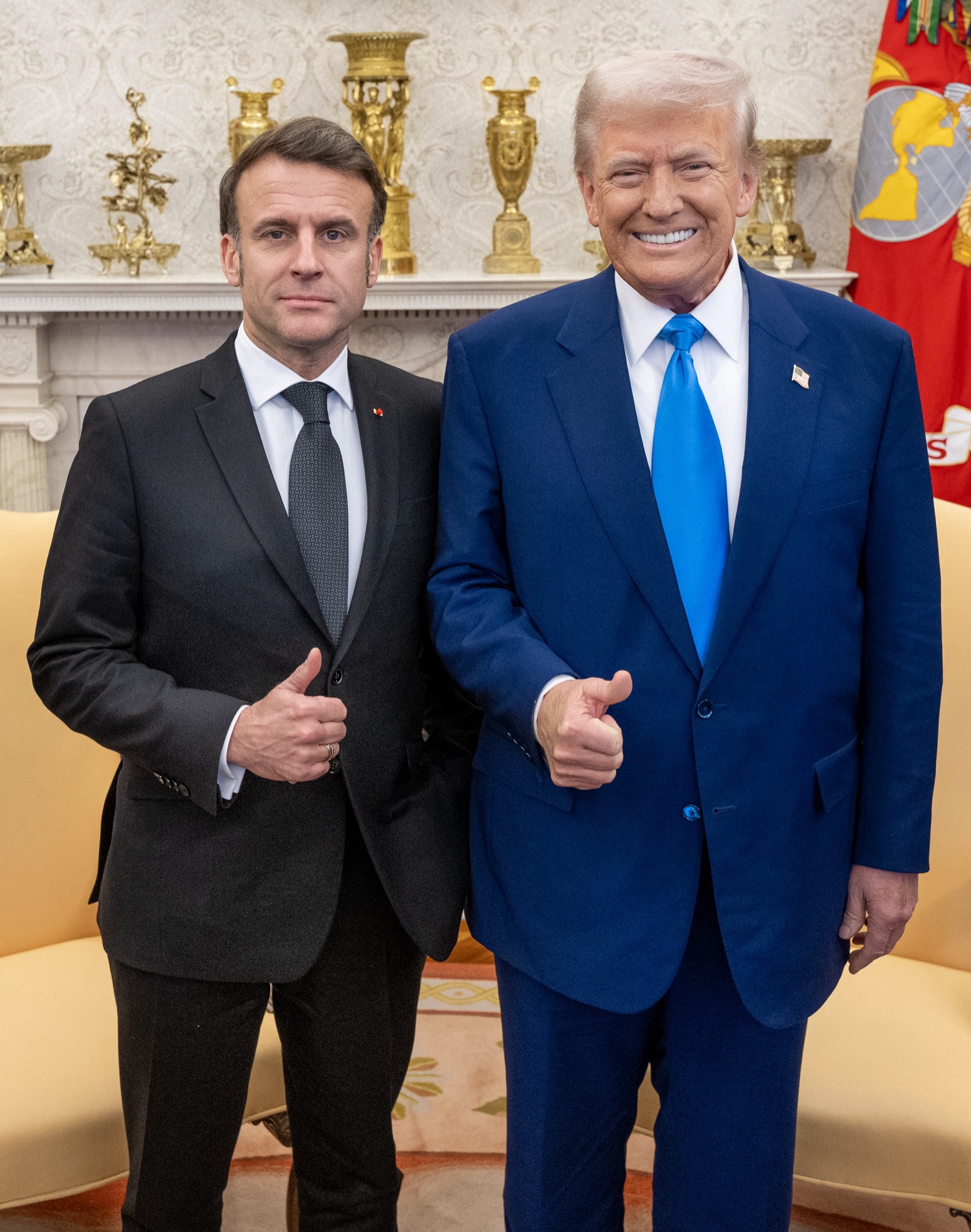 Donald Trump y Emmanuel Macron en la Casa Blanca, el 24 de febrero de 2025.
