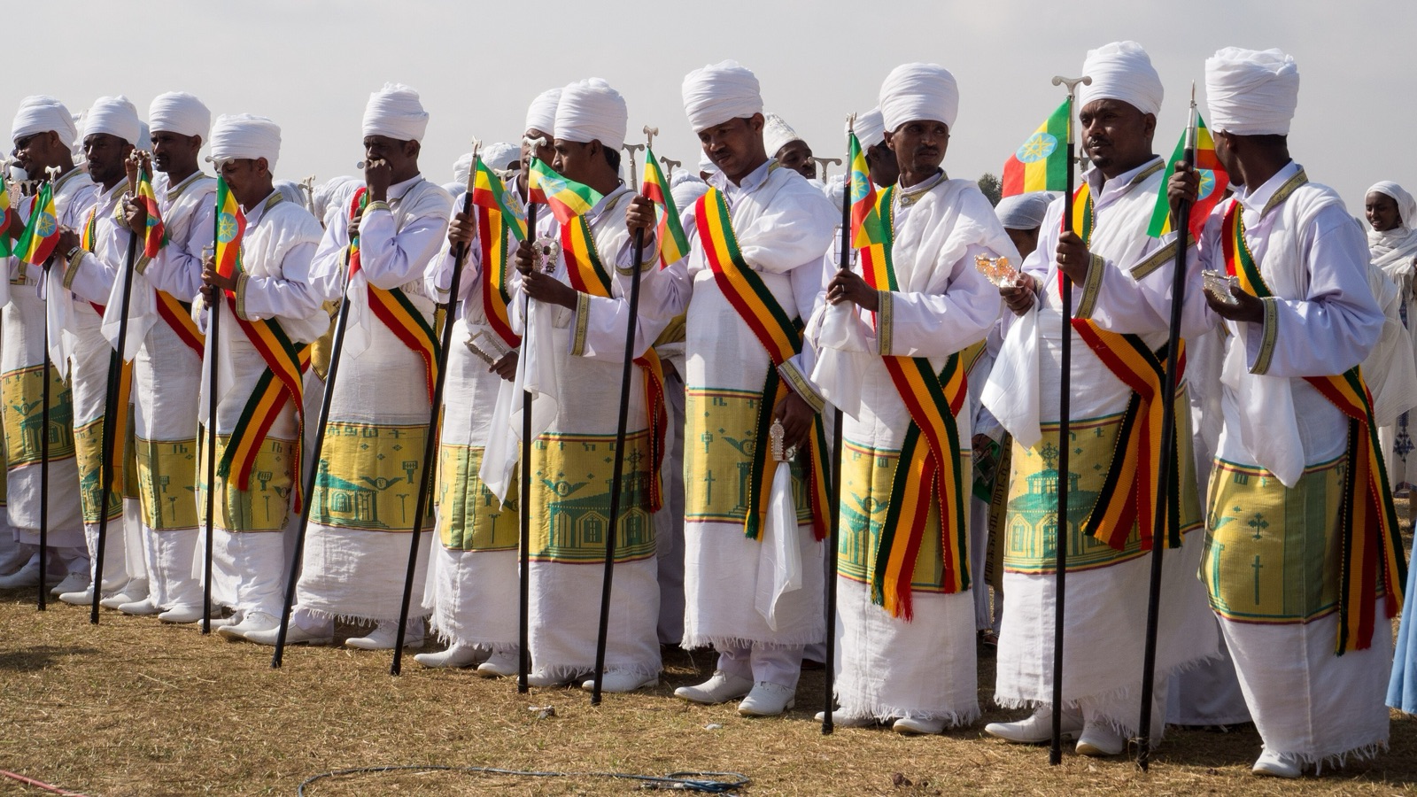 Sacerdotes ortodoxos etíopes durante la celebración de Timkat en Adís Abeba (imagen de archivo).