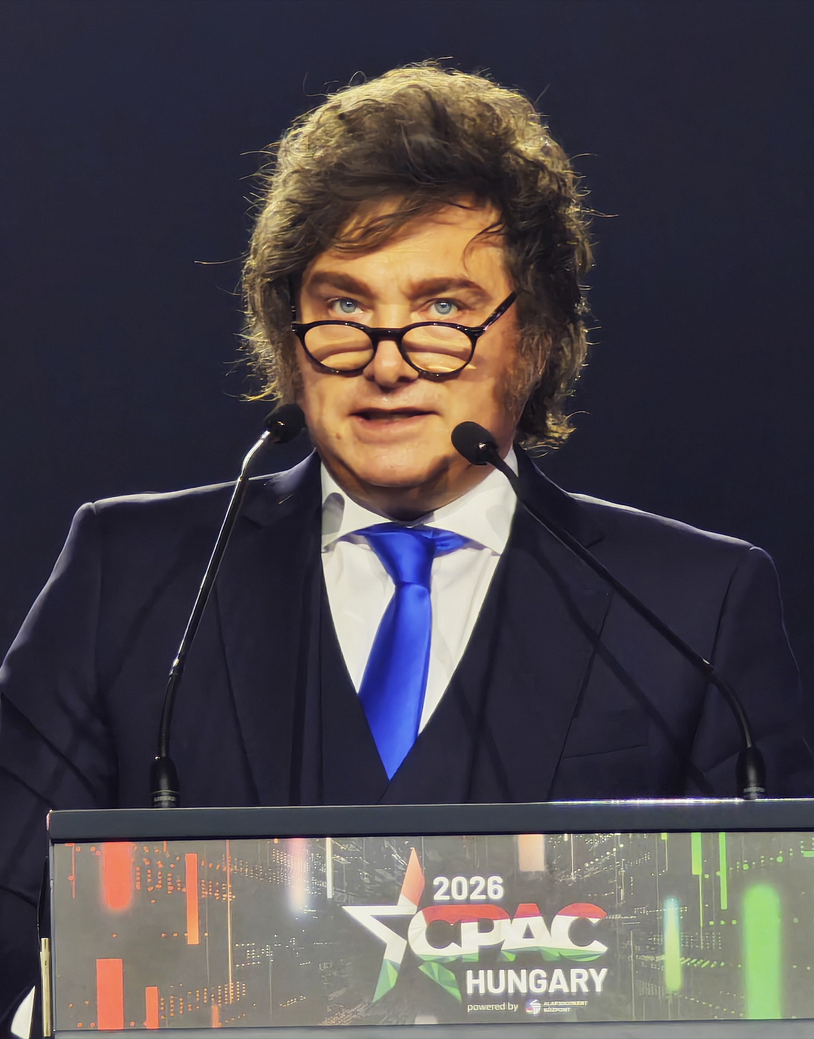 Javier Milei durante un discurso en la conferencia CPAC Hungría, en marzo de 2026.
