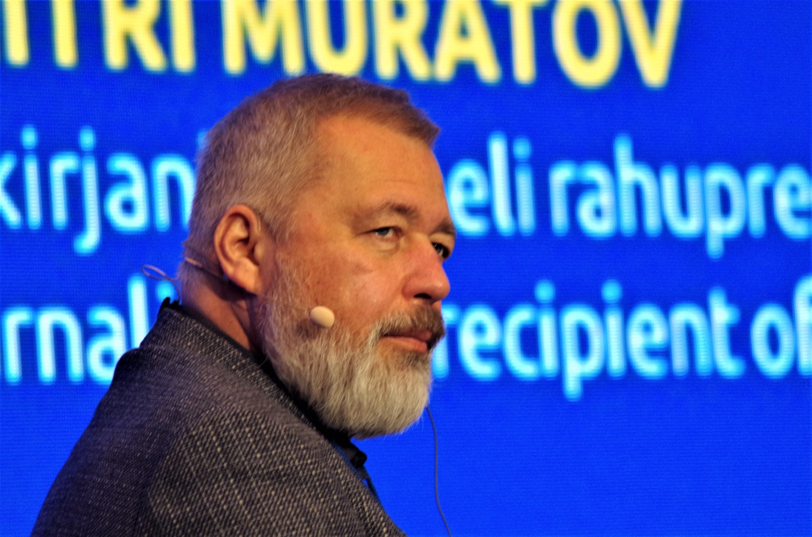 Dmitri Murátov, Premio Nobel de la Paz 2021, en Tallinn en 2023.