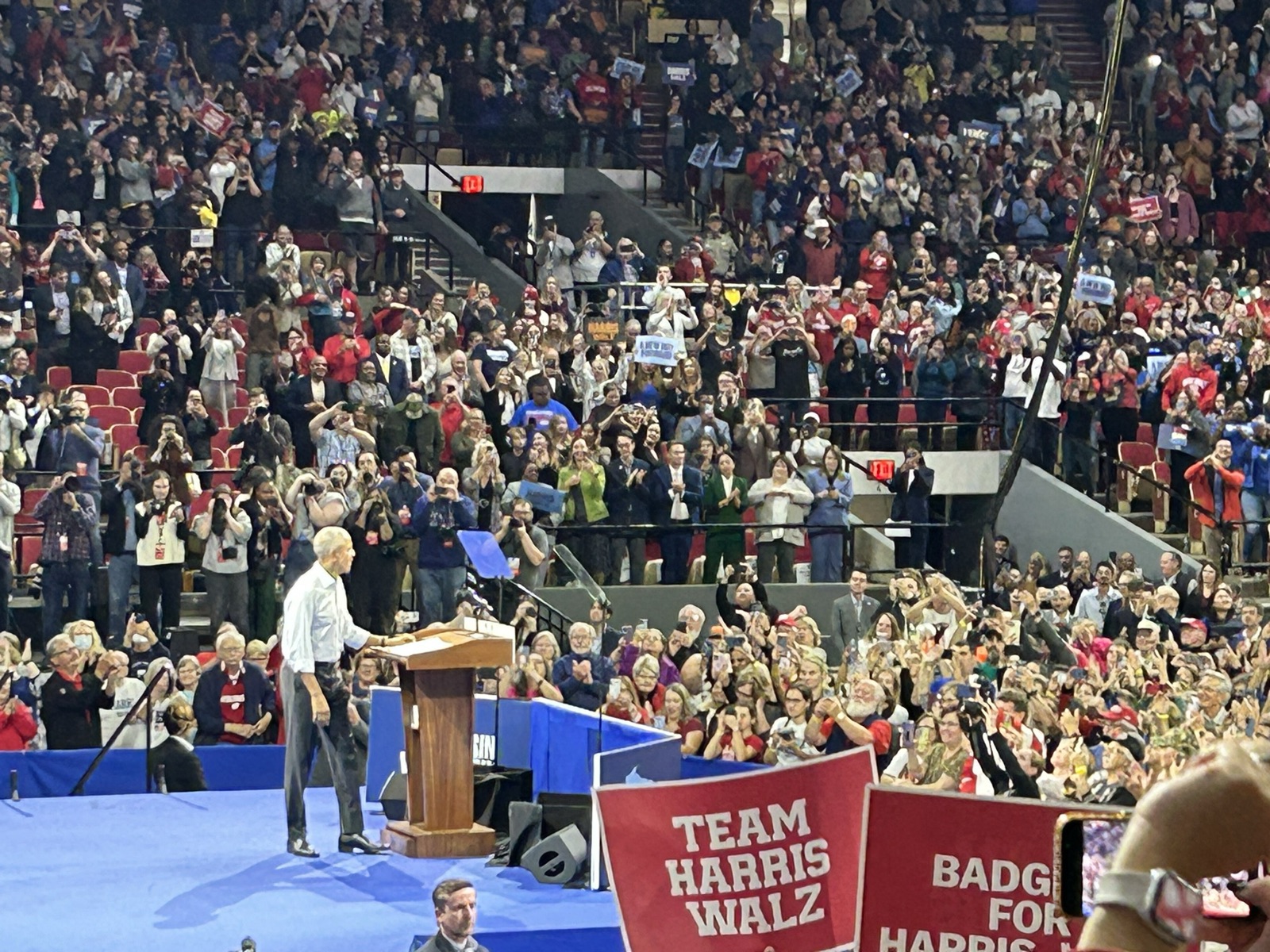 Barack Obama en un mitin en Madison, Wisconsin, en octubre de 2024 (foto de archivo).