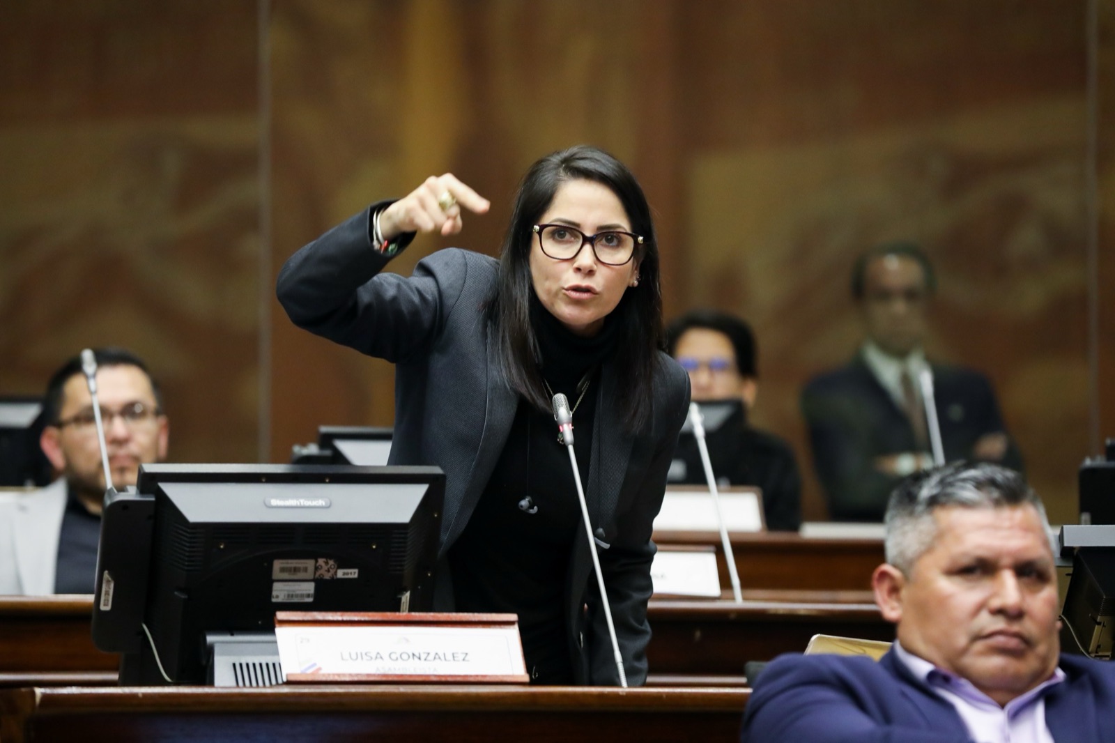 Luisa González durante una sesión del pleno de la Asamblea Nacional de Ecuador, en marzo de 2023 (imagen de archivo).